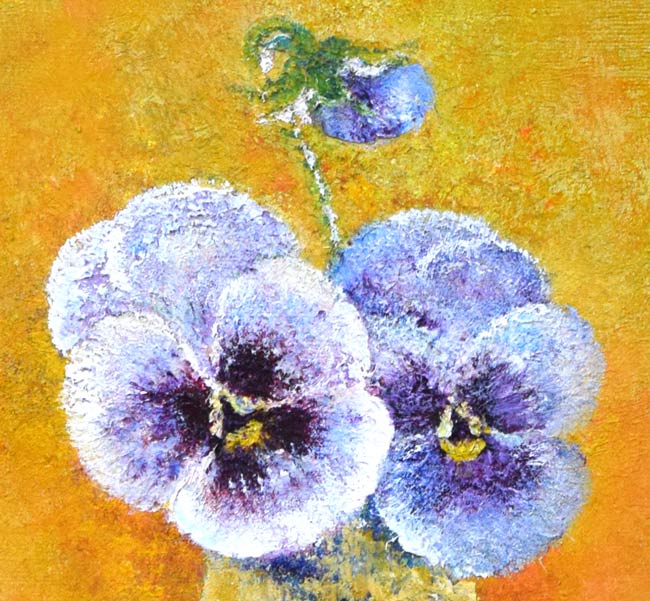 小坂弘子「コップのパンジー」油絵・SM 拡大画像1