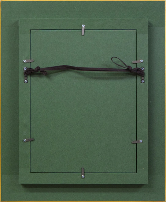 小坂弘子「コップのパンジー」油絵・SM 額縁裏側画像