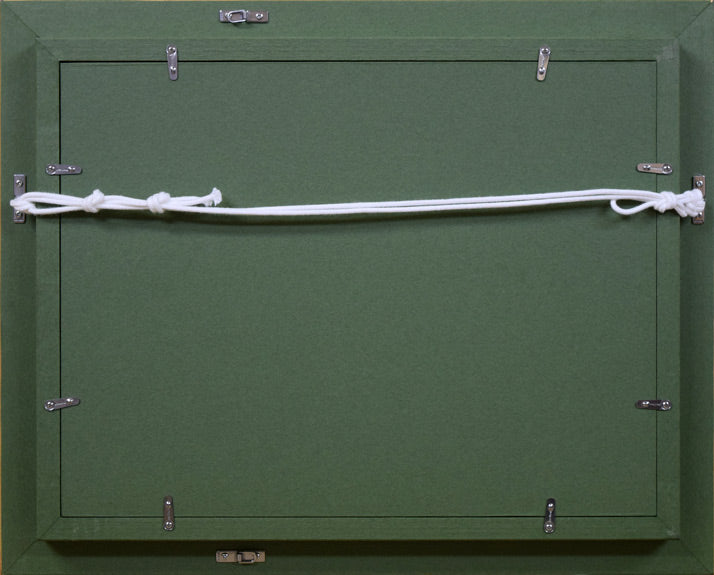 小阪正次「竹田焼とサクランボ」油絵・F4号・1980年作 額縁裏側部分