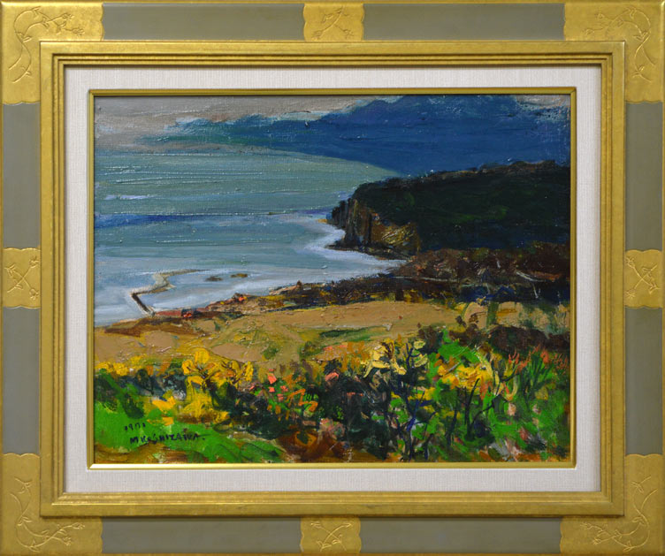 越澤満「祝津の海(小樽)」油絵・F6号・1971年作