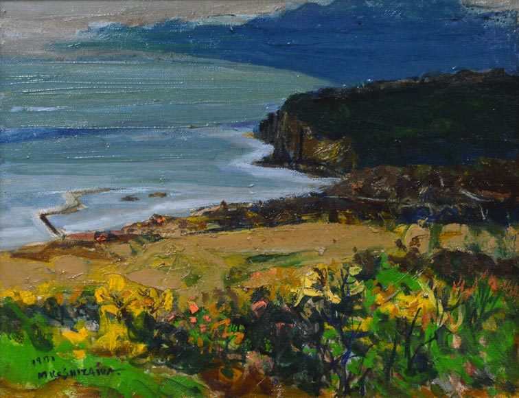 越澤満「祝津の海(小樽)」油絵・F6号・1971年作 拡大部分