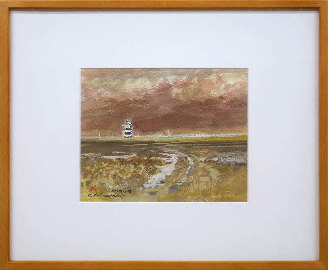 越澤満「石狩灯台への道」水彩画