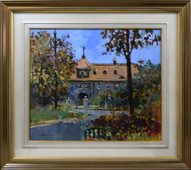 越澤満「秋の札幌資料館」油絵・F10号