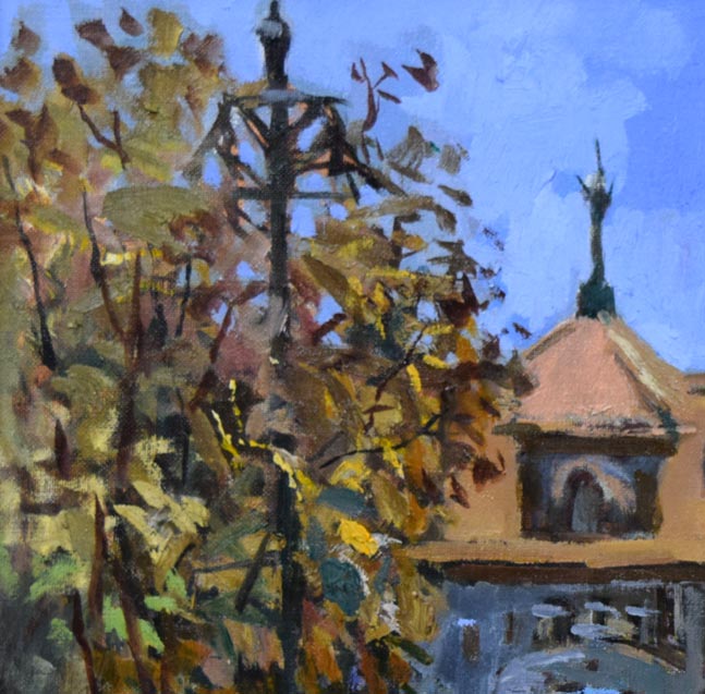 越澤満「秋の札幌資料館」油絵・F10号 拡大画像1