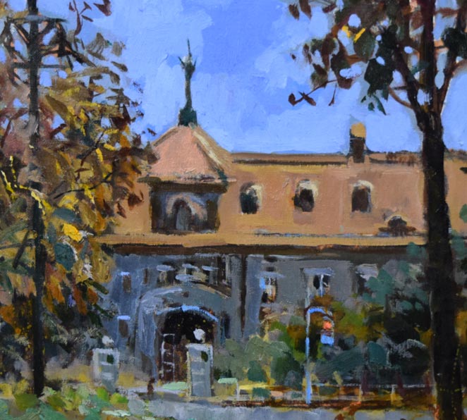 越澤満「秋の札幌資料館」油絵・F10号 拡大画像3