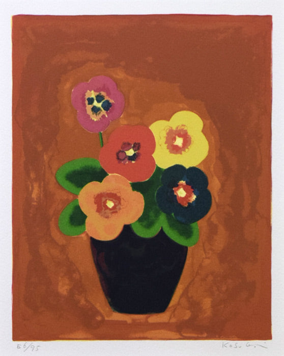 小杉小二郎「パンジー」リトグラフ 作品全体拡大画像