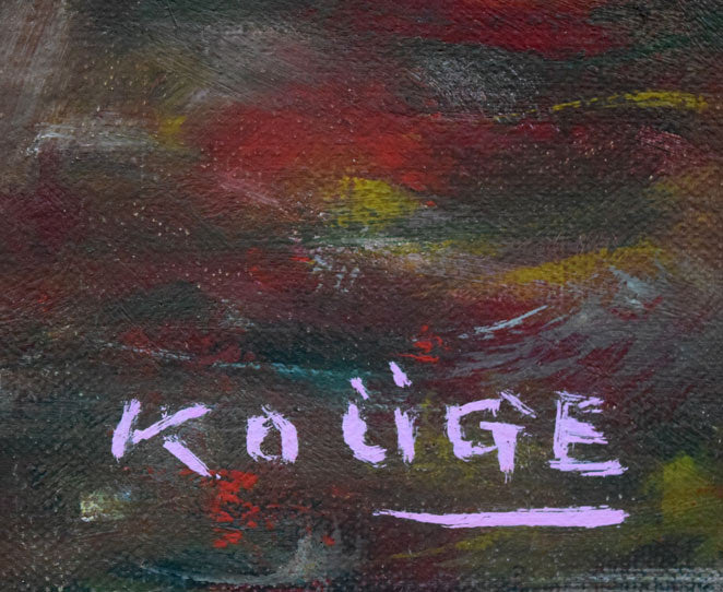 神下雄吉「桃のある静物」油絵・仏F8号 サイン拡大画像