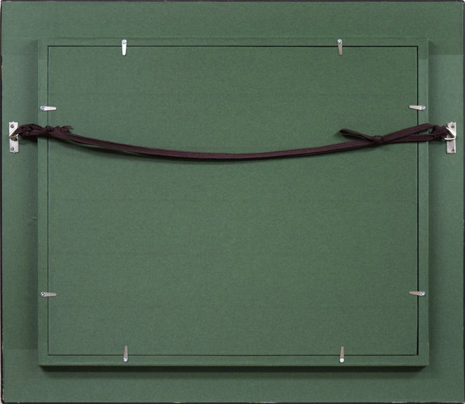 神下雄吉「桃のある静物」油絵・仏F8号 額縁裏側画像