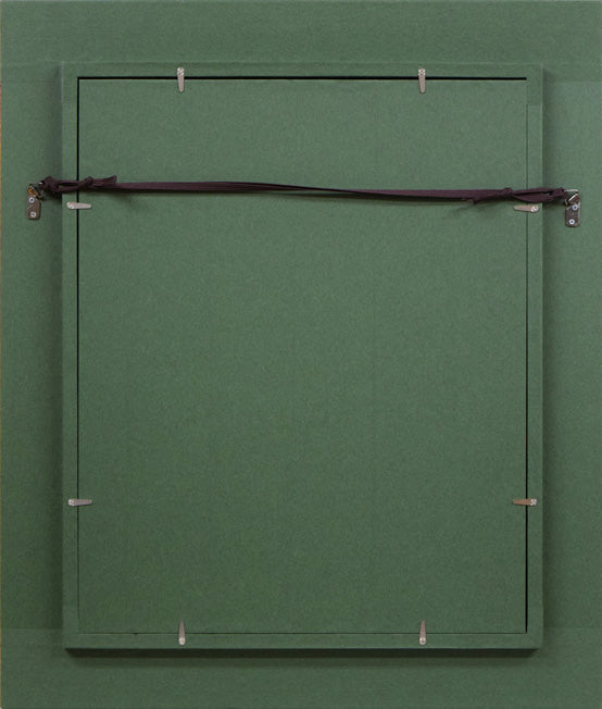 孔柏基(KONG Baiji)「観音」パネルに貼付した紙に油彩・F6号 額縁裏側画像