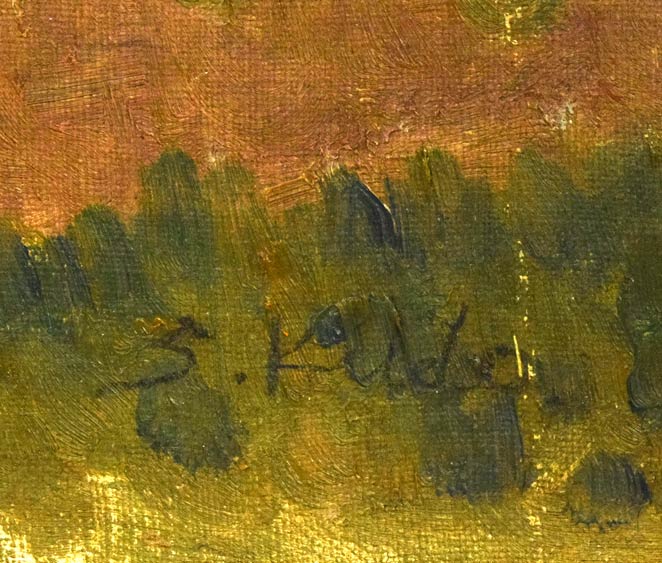 工藤三郎「冬の日」油絵・P8号 サイン拡大画像