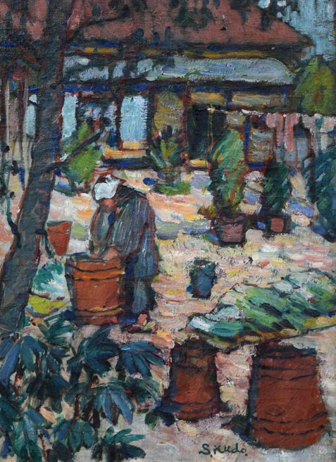 工藤三郎「無題(縦)」油絵・P8号 作品全体拡大画像