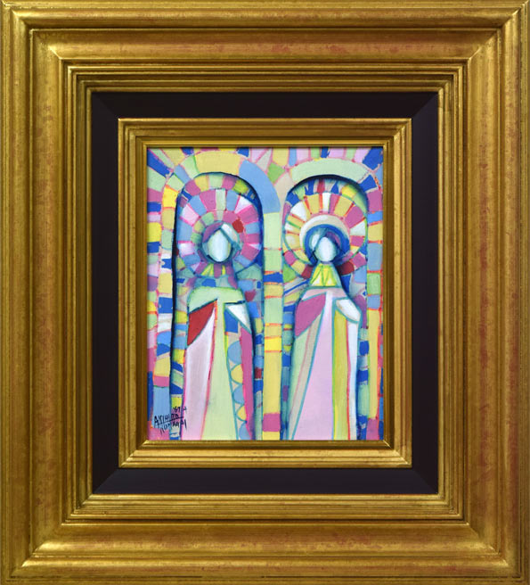 熊谷明宏「二つ天使」油絵・F3号