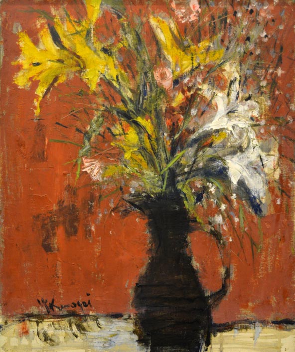 熊谷善正「花」油絵・F8号 拡大部分