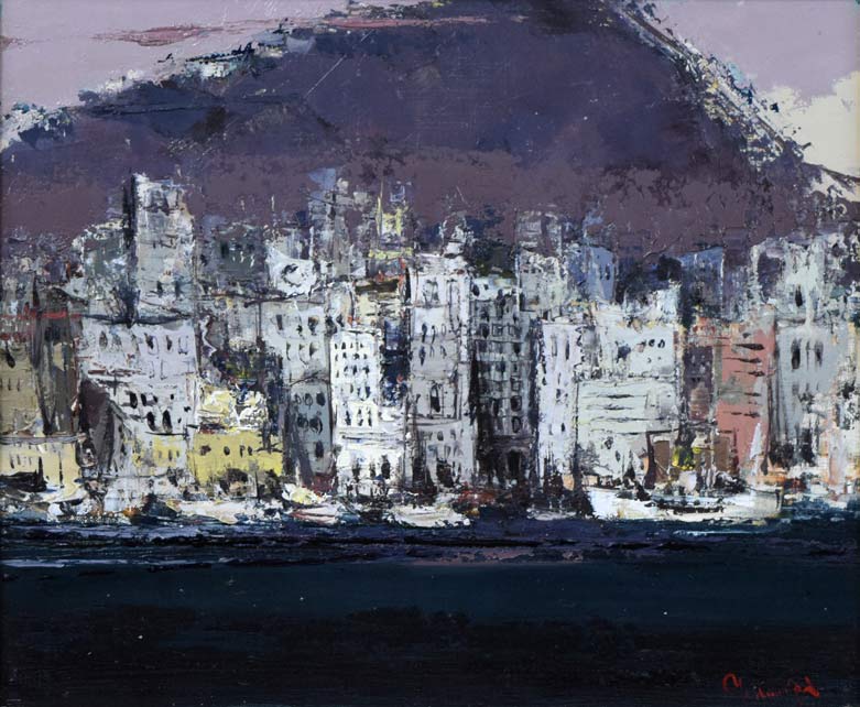 熊谷善正「香港」油絵・F8号 拡大部分