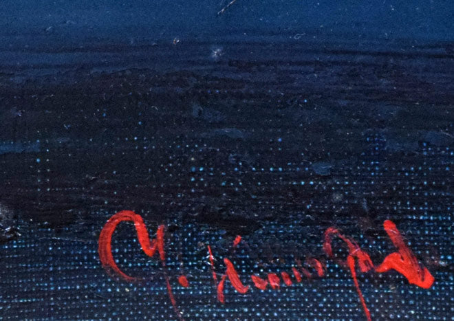 熊谷善正「香港」油絵・F8号 サイン部分