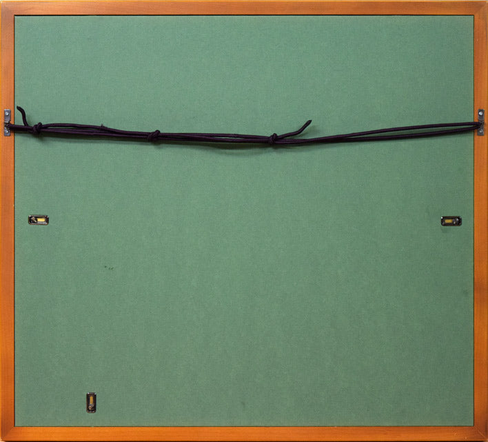 熊谷守一「二匹蝦蟆(ガマ)」肉筆水墨淡彩画 額縁裏側画像