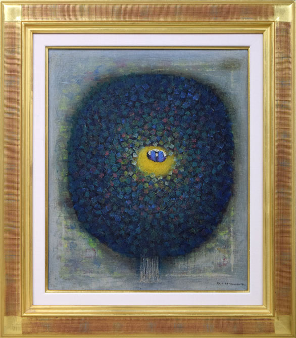 熊谷明宏「木と鳥」油絵・F8号