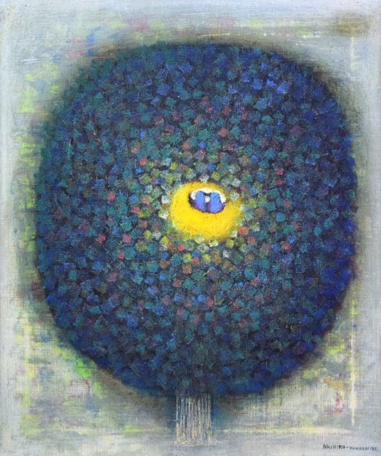 熊谷明宏「木と鳥」油絵・F8号 作品全体拡大画像