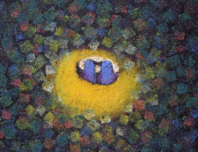 熊谷明宏「木と鳥」油絵・F8号 拡大画像2