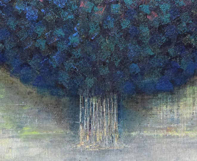 熊谷明宏「木と鳥」油絵・F8号 拡大画像3