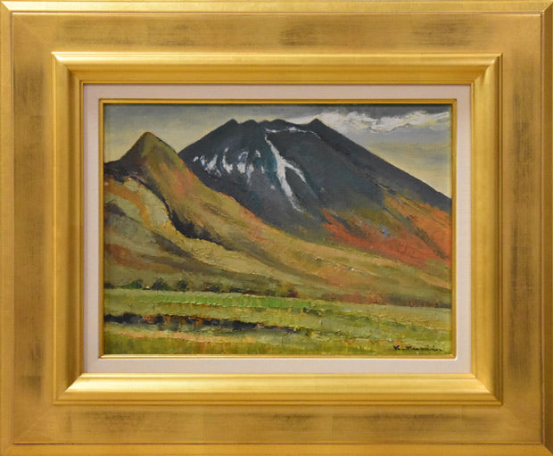 国井澄「浅間早春」油絵・F4号