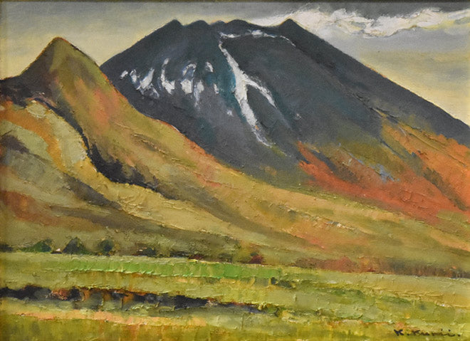 国井澄「浅間早春」油絵・F4号 作品全体画像