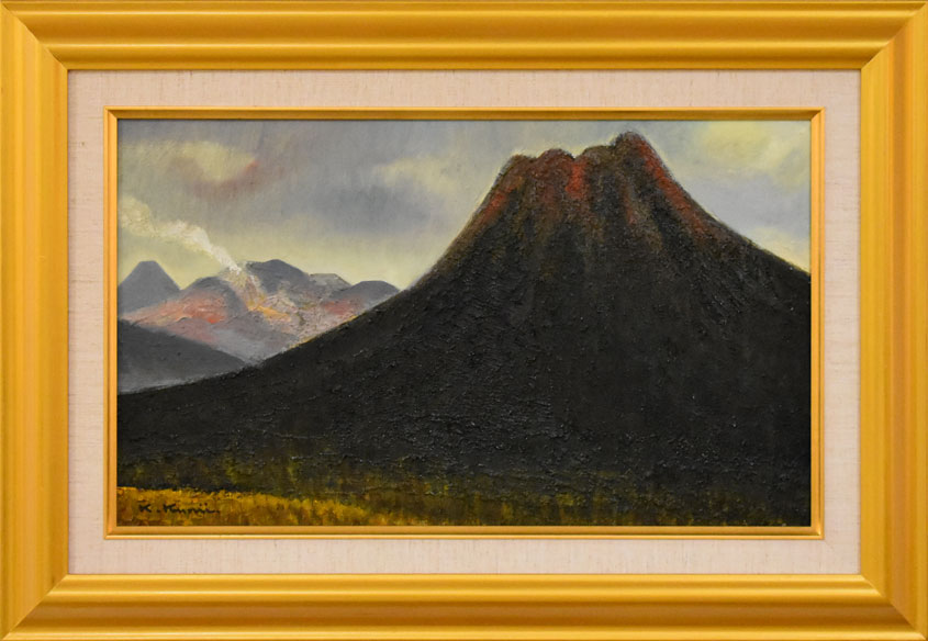 国井澄「雄阿寒と雌阿寒」油絵・M8号