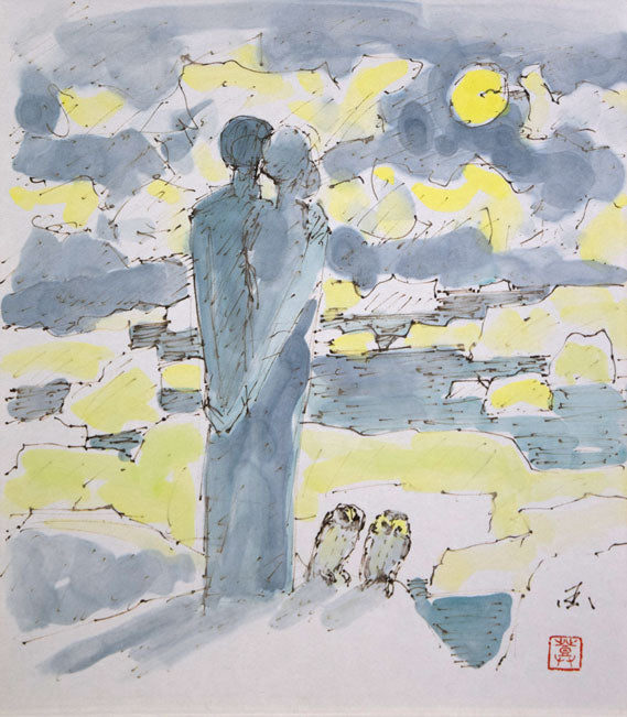 国松登「氷人」水彩画 作品全体拡大画像