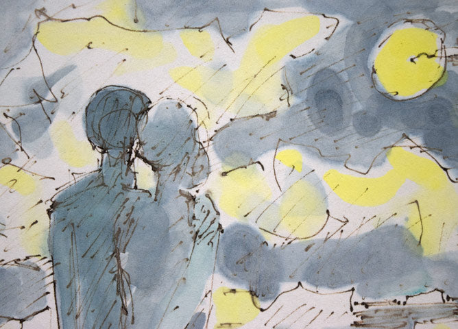 国松登「氷人」水彩画 拡大画像1