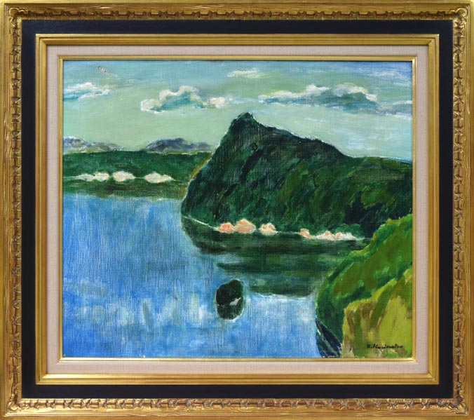 国松登「摩周湖 第三展望」油絵・F10号