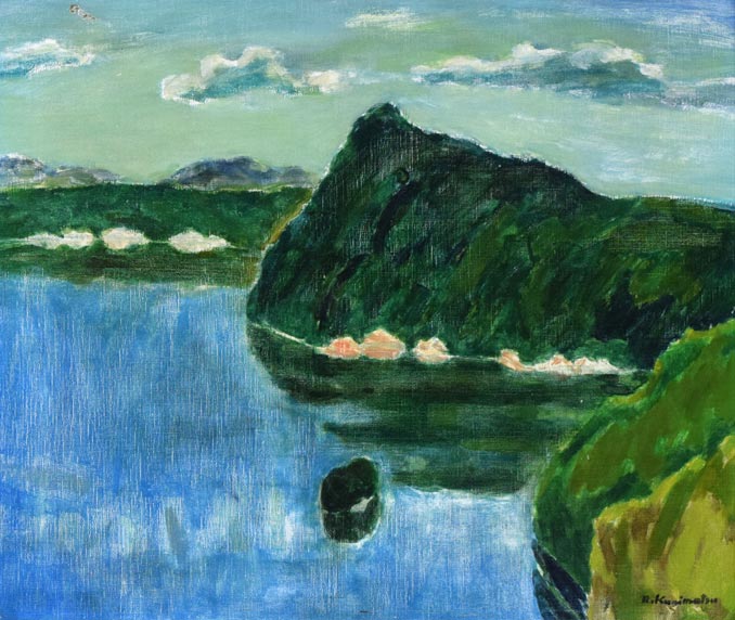 国松登「摩周湖 第三展望」油絵・F10号 作品全体拡大画像