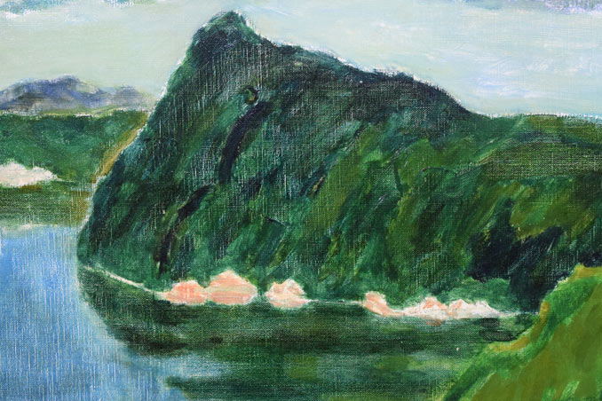 国松登「摩周湖 第三展望」油絵・F10号 拡大画像1