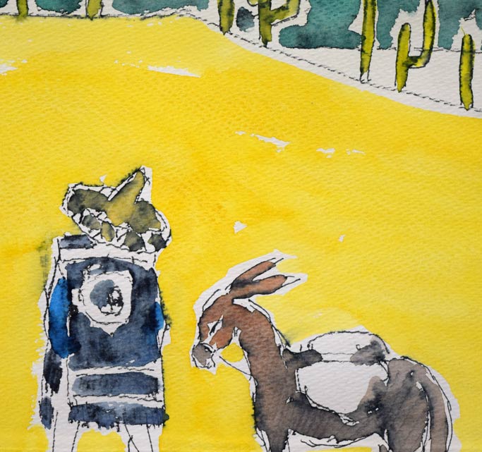 国松登「メキシコ」水彩画 拡大画像1