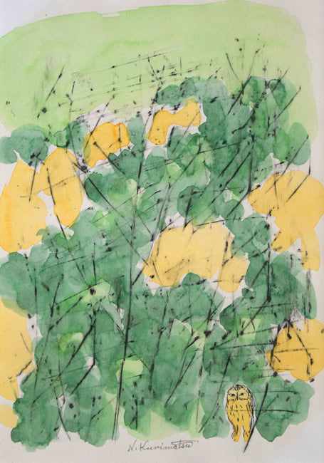 国松登「森の詩(8)」水彩画 作品全体拡大画像