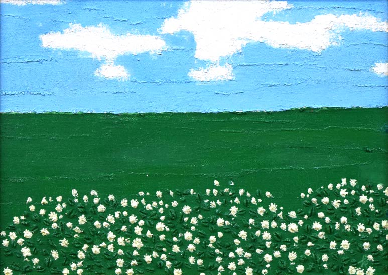 国松登「野の花」油絵・F4号・1965年作　作品全体拡大画像