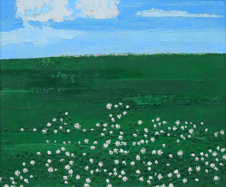 国松登「野の花」油絵・F8号　作品全体拡大画像