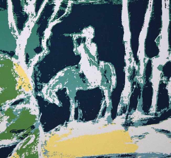 国松登「黎明」シルクスクリーン版画 拡大画像2