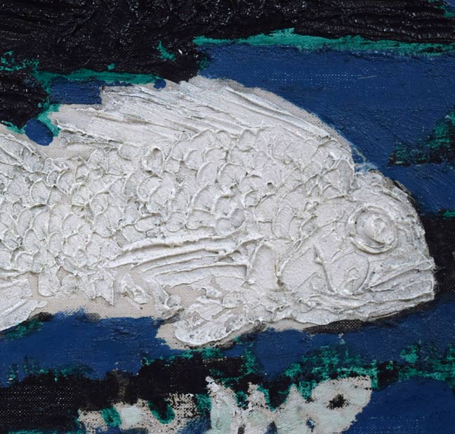 国松登「双魚」油絵・F10号 拡大画像4