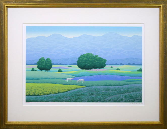 国武久巳「花香る草原」シルクスクリーン版画