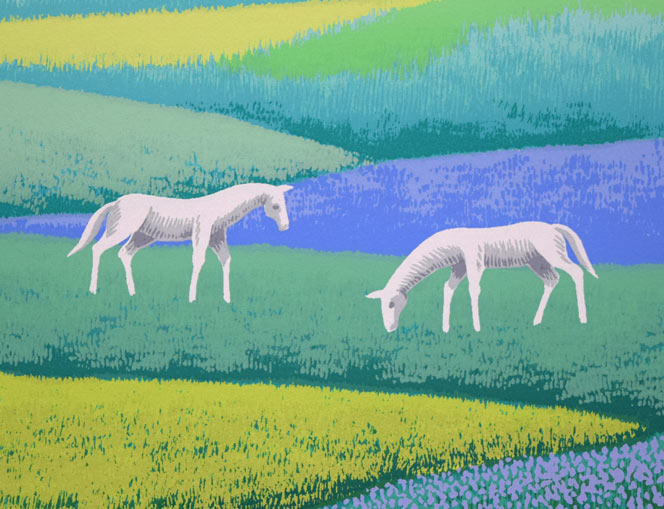 国武久巳「花香る草原」シルクスクリーン版画 拡大画像6