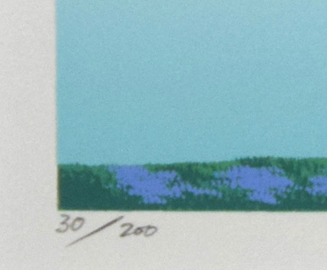 国武久巳「蒼森の水辺」シルクスクリーン版画 限定番号(ed,30/200)