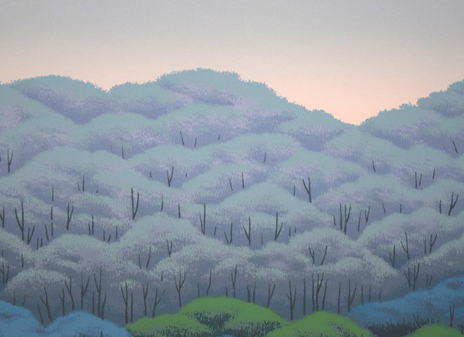 国武久巳「蒼森の水辺」シルクスクリーン版画 拡大画像1