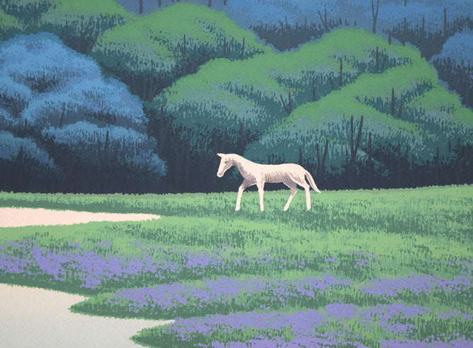 国武久巳「蒼森の水辺」シルクスクリーン版画 拡大画像3