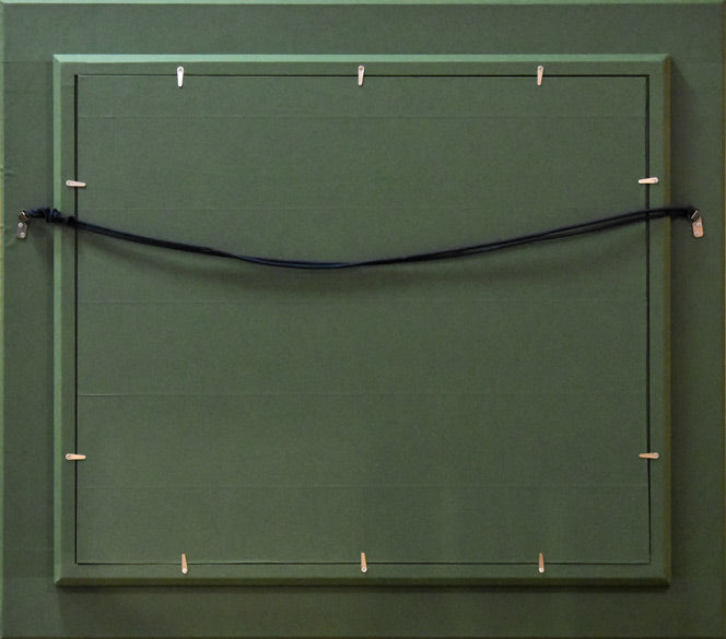 マルセル・クラモアザン「陽のあたるテーブル」油絵・仏F10号 額縁裏側画像