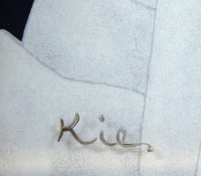 栗原喜依子「花飾りの帽子」ガラス絵版画 直筆サイン拡大画像