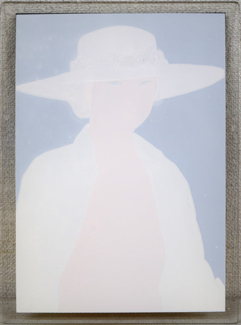 栗原喜依子「花飾りの帽子」ガラス絵版画 作品裏側画像