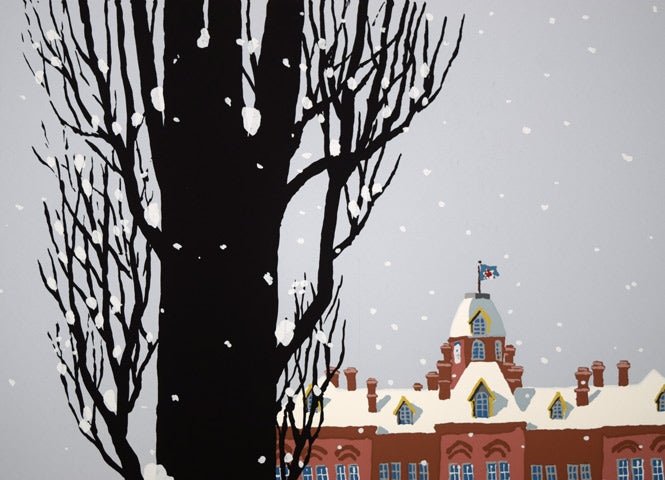 栗谷川健一「赤いレンガの建物(北海道庁)」シルクスクリーン版画 拡大画像1