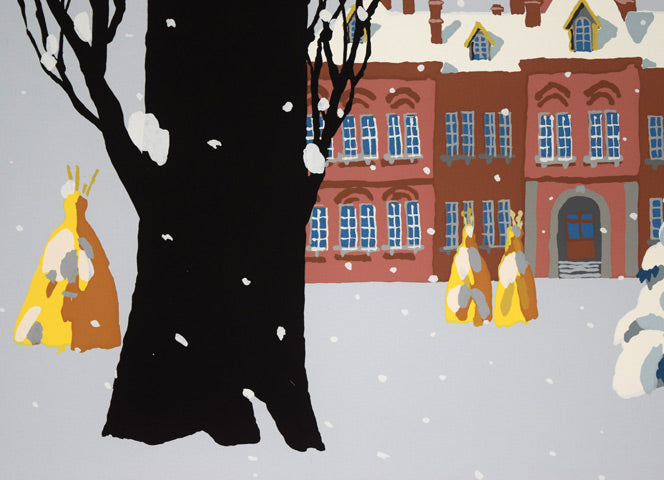 栗谷川健一「赤いレンガの建物(北海道庁)」シルクスクリーン版画 拡大画像3