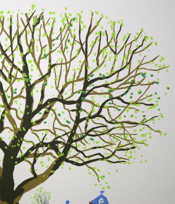 栗谷川健一「はる楡」シルクスクリーン版画 拡大画像3