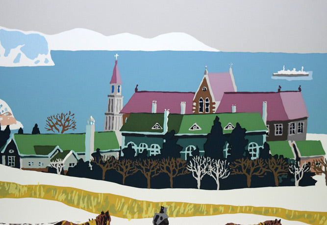 栗谷川健一「孤独の修道士(函館)」シルクスクリーン版画 拡大画像2